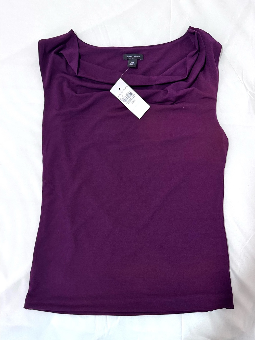 NWT Ann Taylor Purple Cowl Neck Sleeveless Top XXS